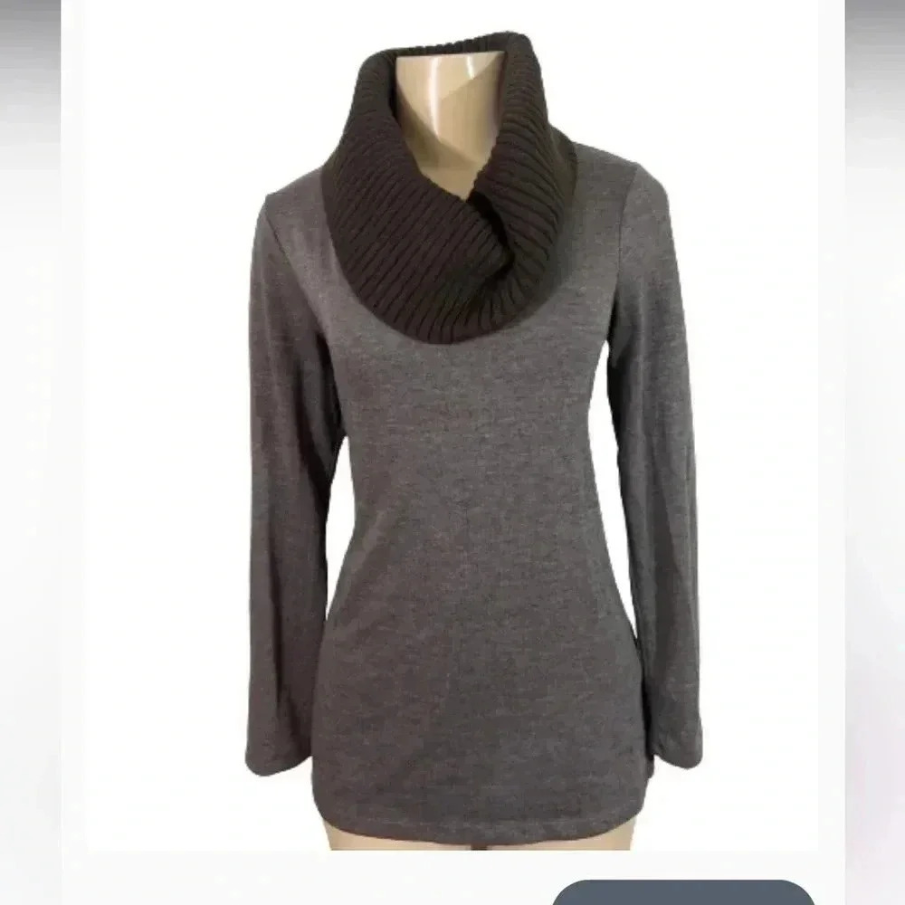 Debbie Morgan cowl next long sleeve sweater top brown stretch size‎ small